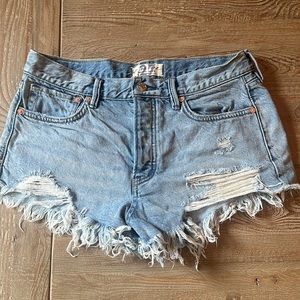Free People We The Free Distressed Denim Shorts